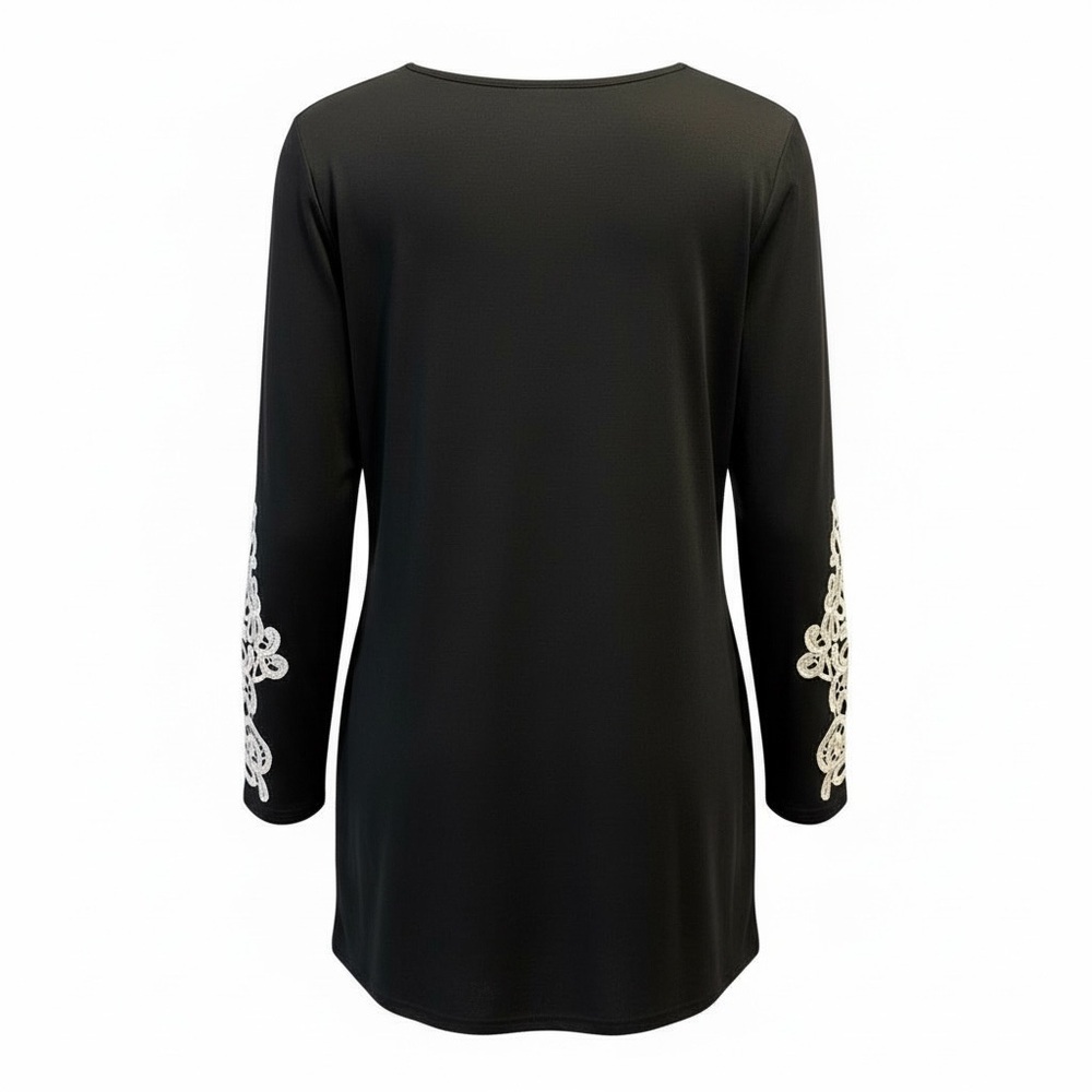 🖤 Blue Time Black Tunic Top with White Lace Sleeves | Size M 🖤 - Picture 3 of 6